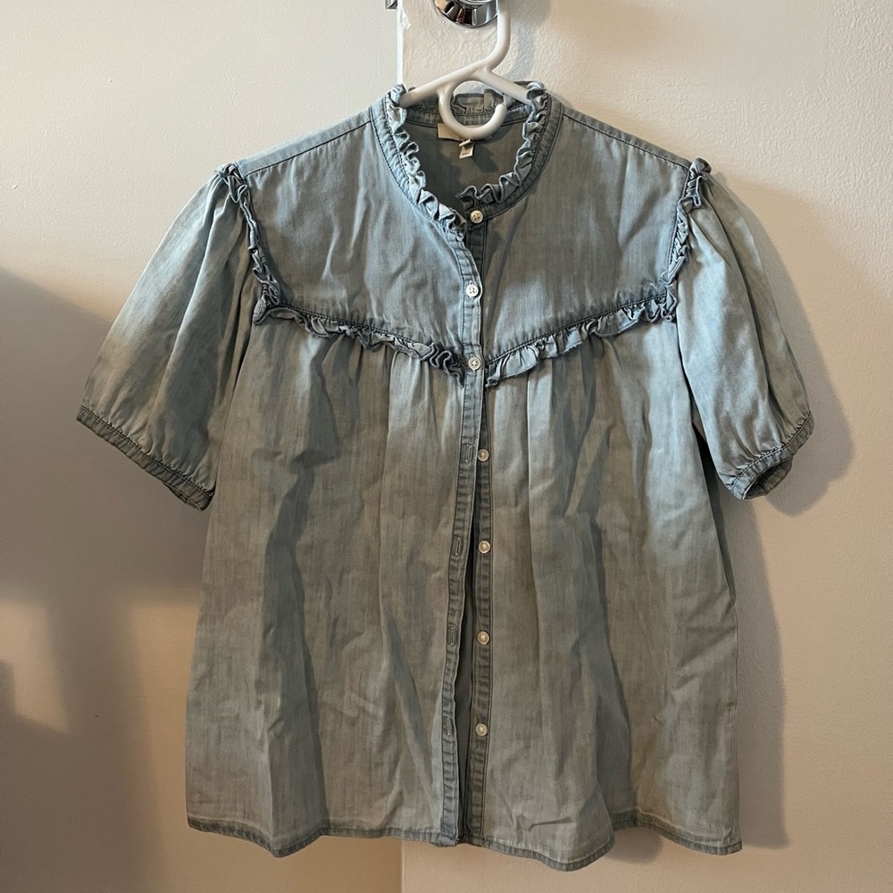 Joie ruffle chambray blouse